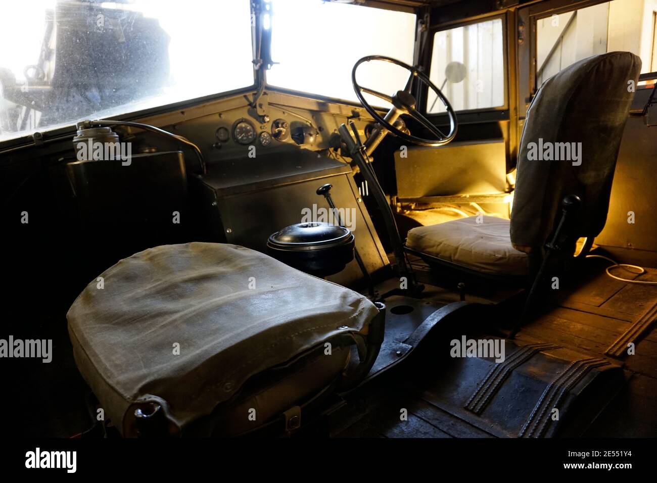 morris world war 2  gun tractor (quad) interior Stock Photo