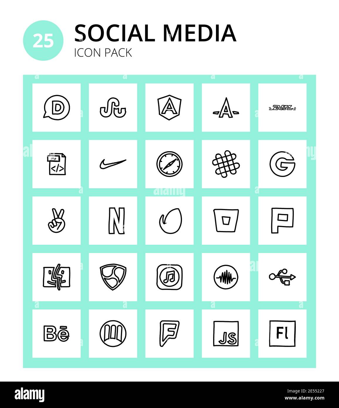 25 Social Signs and Symbols plurk, envato, nike, netflix, groupon Editable  Vector Design Elements Stock Vector Image & Art - Alamy