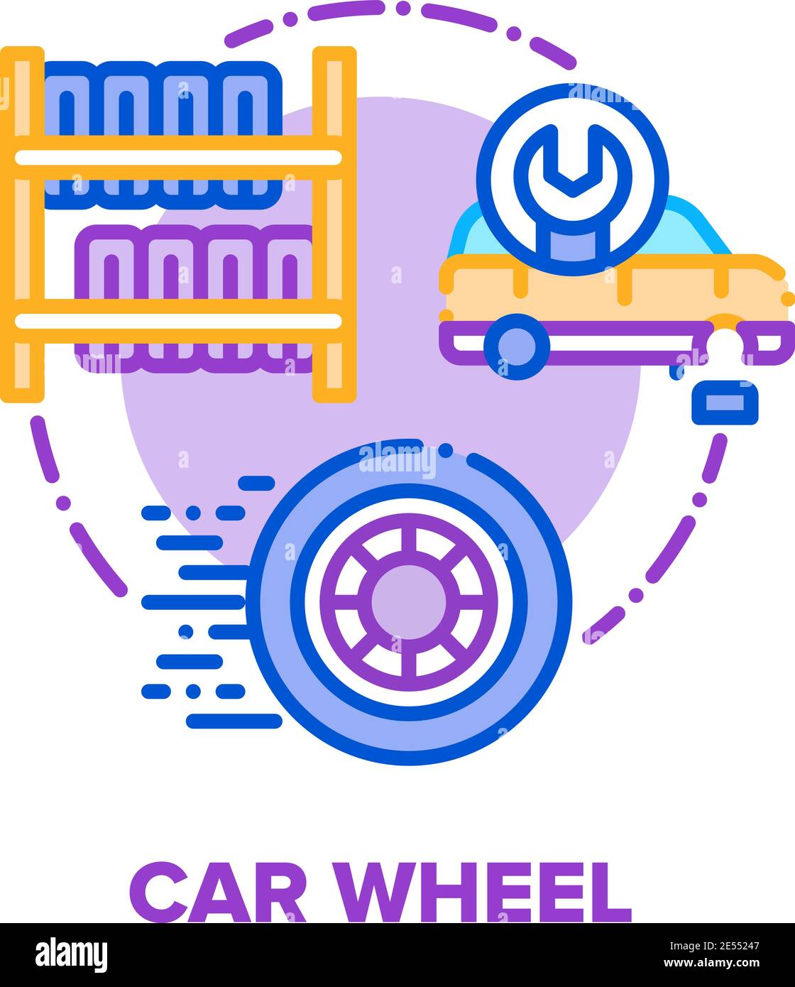 Car Wheel Tire Vector Concept Color Illustration Stock Vector Image ...