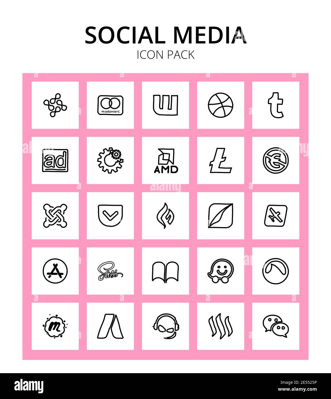 Set of 25 Social Logo pied, pocket, amd, joomla, nc Editable Vector Design  Elements Stock Vector Image & Art - Alamy