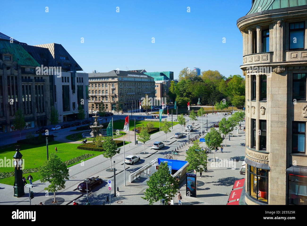 Aerial view of the historic Corneliusplatz in downtown Düsseldorf. Stock Photo