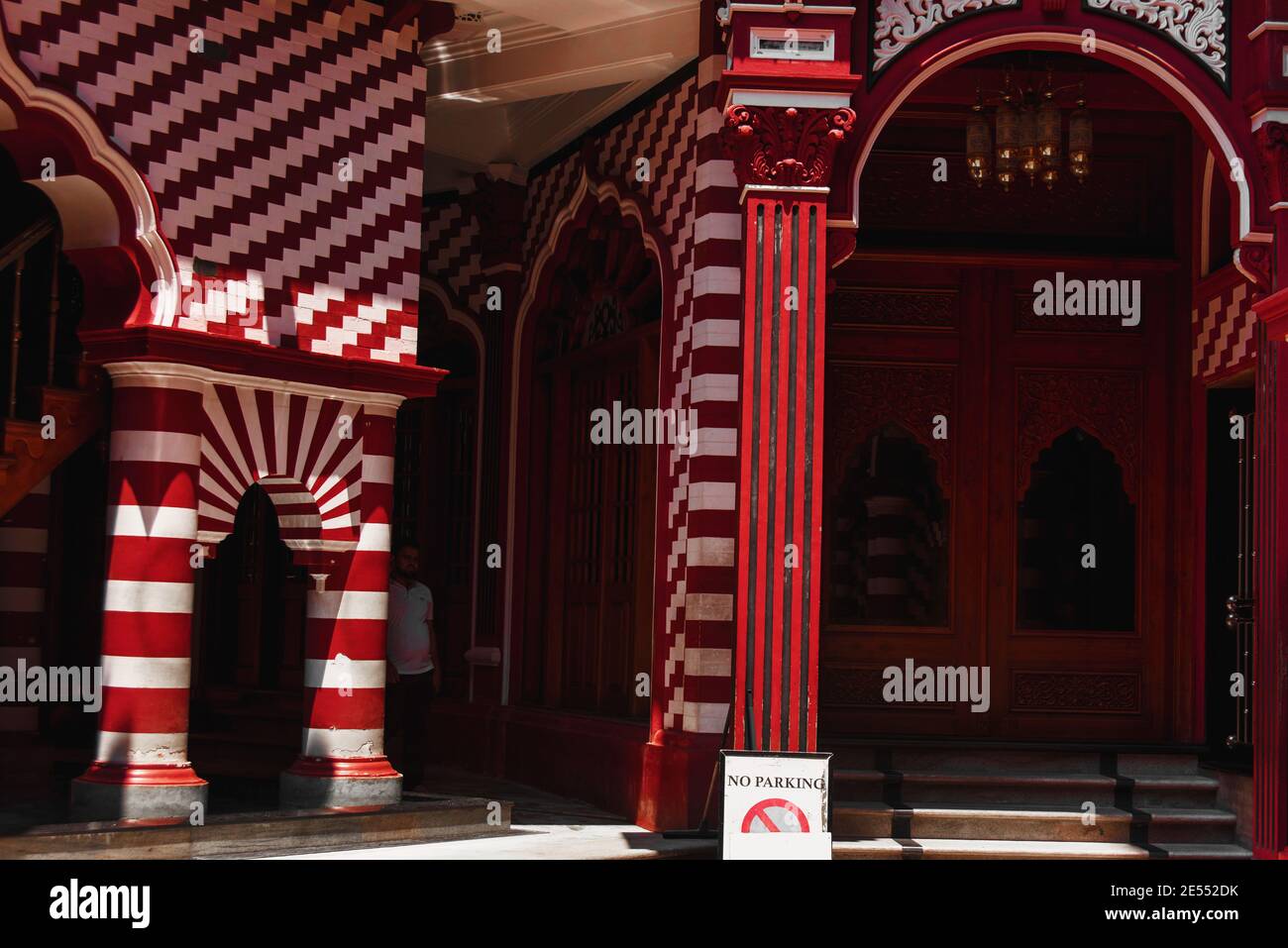 Red Masjid Mosque decorative brickwork of Jami ul Alfar Mosque minarets ...