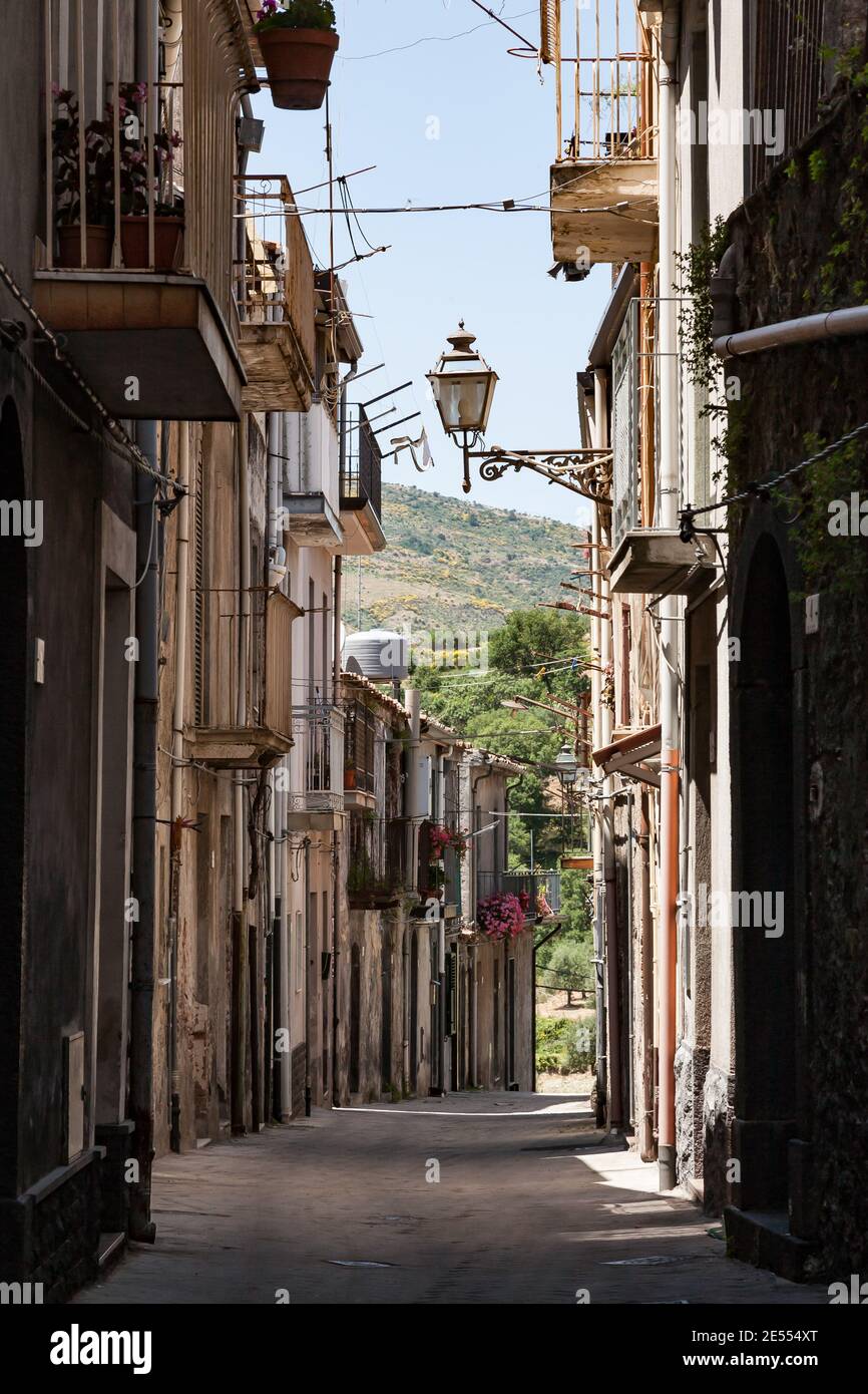 Narrow alley in downtown Randazzo, Sicily, Italy Stock Photo Alamy
