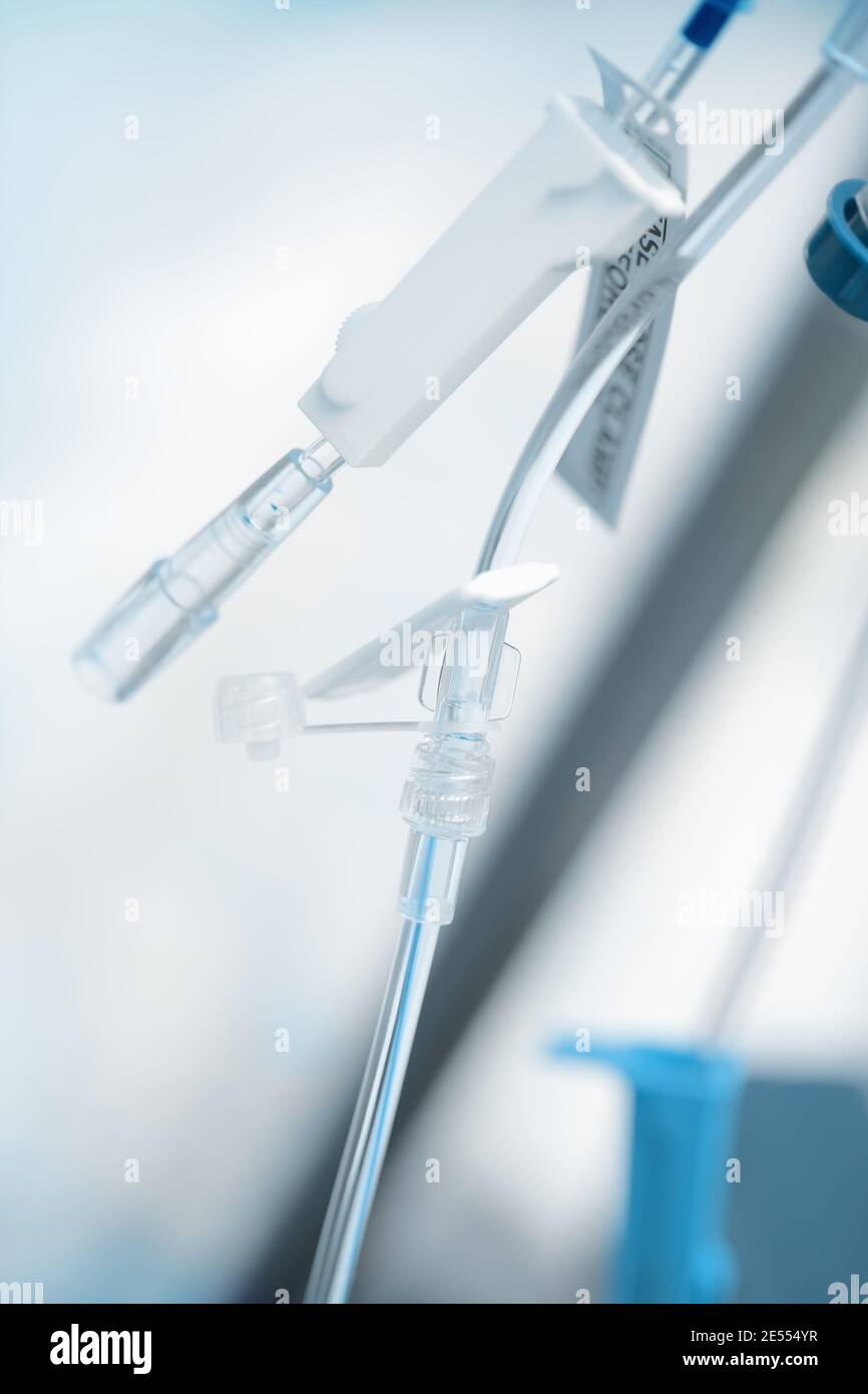 Drip tubing, abstract medical background. Stock Photo