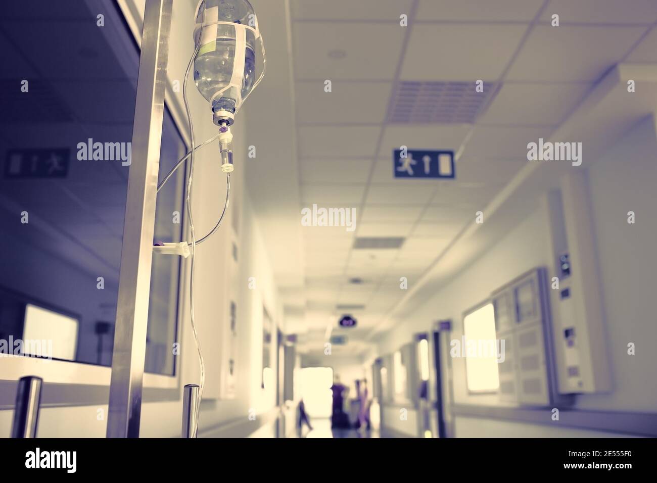 Routine life in the hospital corridor. Stock Photo