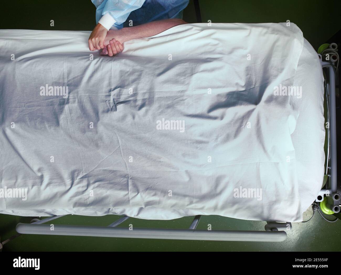 Farewell on the hospital bed. Stock Photo