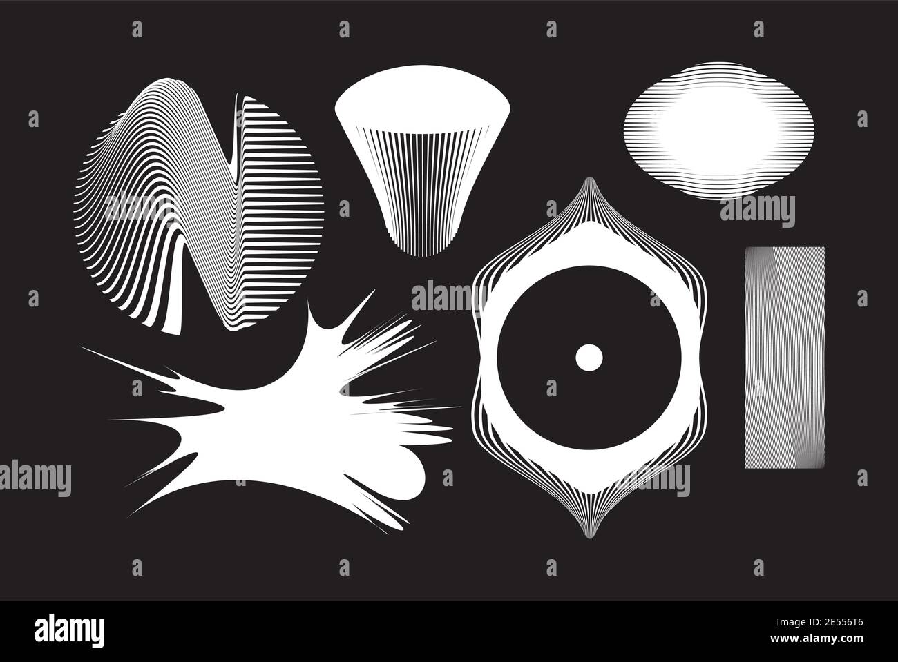 The reimagined design of 80-90s, retro-futurism, brutalist style. New look at design, with distorted and extraordinary forms, bold abstract geometric Stock Vector