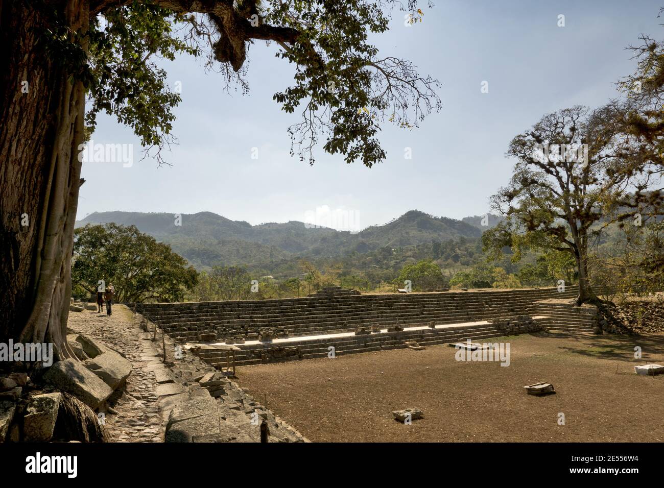 Copan, Honduras, Central America: antique ball court. Copan is an archaeological site of the Maya civilization near Guatemala Stock Photo
