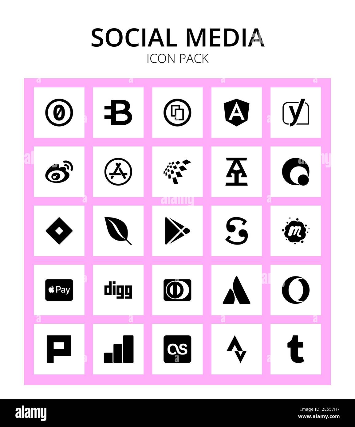 Set of 25 Social Logo envira, quinscape, yoast, incorporated, schlix Editable Vector Design Elements Stock Vector
