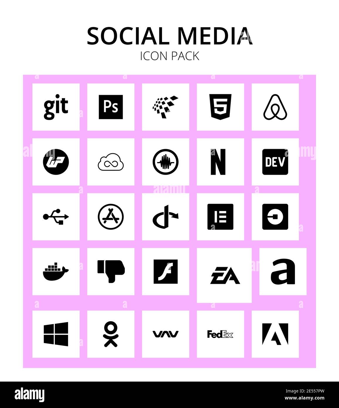 25 Vector Editable Logo Symbols of elementor, store, creative, app, dev Editable Vector Design Elements Stock Vector
