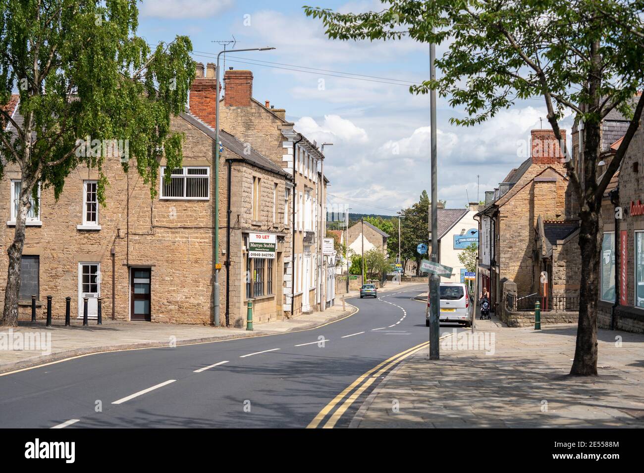 Mansfield Woodhouse Nottinghamshire April 2020 Street view with shops
