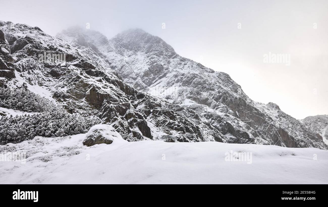 Tatra mountains on a snowy day, Tatra National Park, Poland. Stock Photo