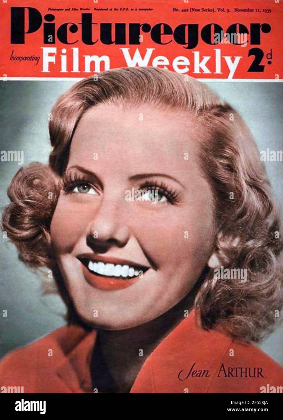 JEAN ARTHUR (1900-1991) American film actress on the cover of an English fan magazine in November 1939 Stock Photo