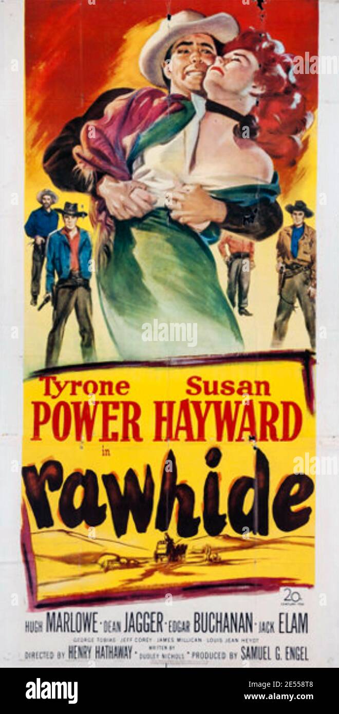 RAWHIDE 1951 20th Century Fox film with Susan Hayward and Tyrone Power Stock Photo