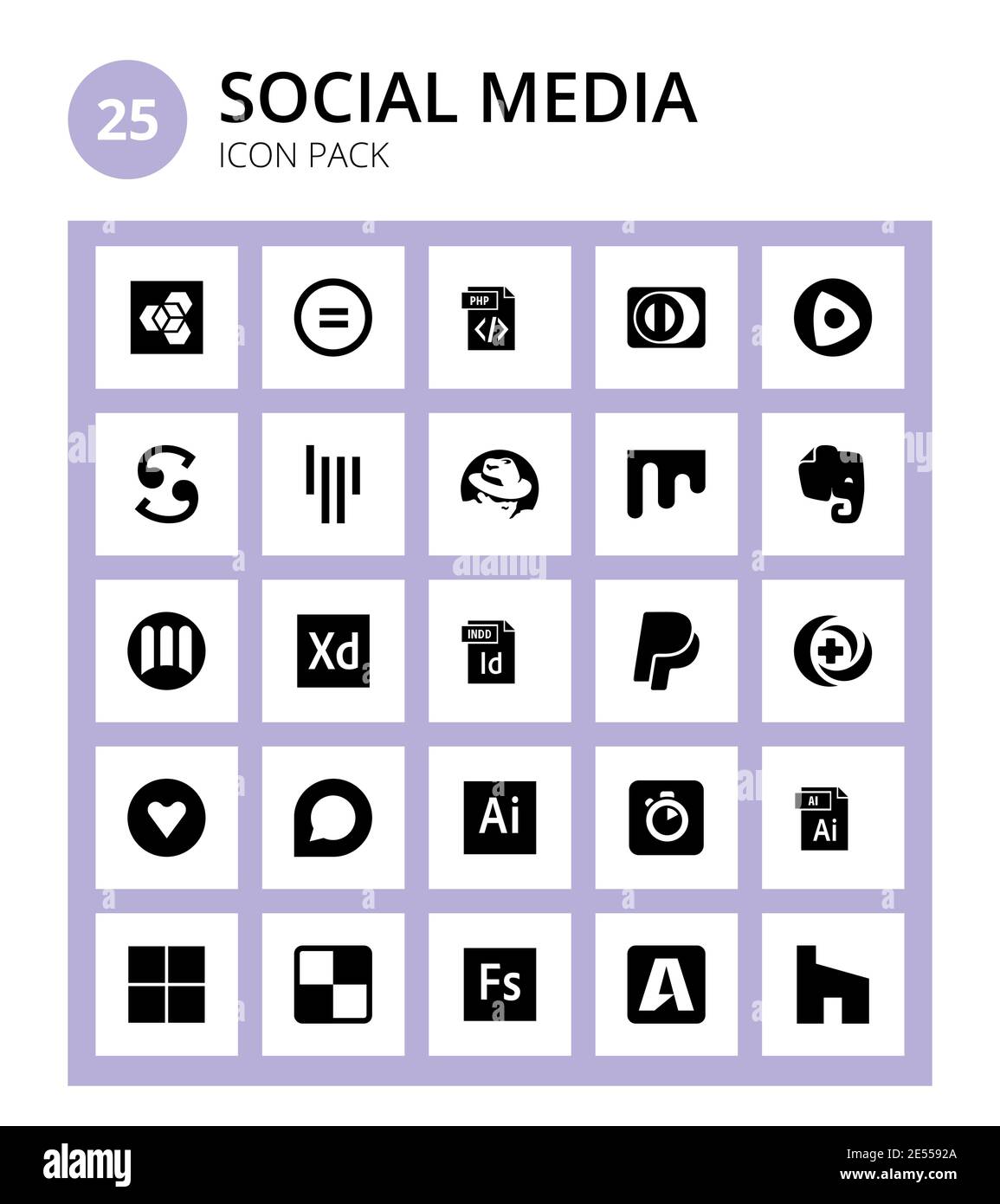 25 Social Media mizuni, mix, diners, redhat, scribd Editable Vector Design Elements Stock Vector