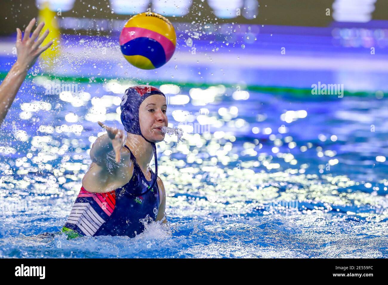 TRIESTE, ITALY - JANUARY 24: Gabriella Szucs of Hungary  during the Women FINA Olympic Qualifications Waterpolo tournament Trieste 2021 match between Stock Photo