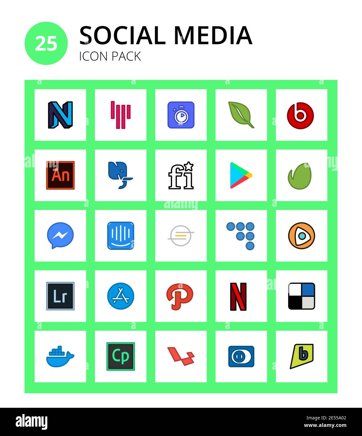 25 Social Media centercode, ioxhost, fonts, intercom, facebook Editable Vector Design Elements Stock Vector