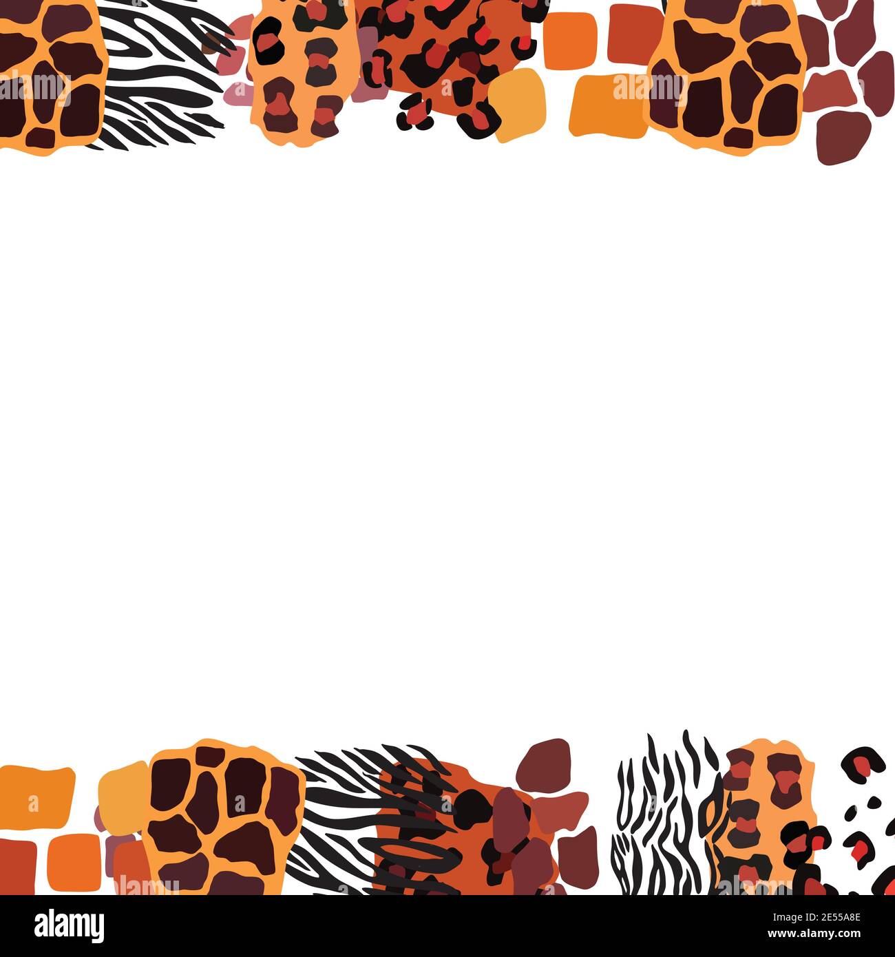 Animal vector frame. Abstract border on white background Stock Vector