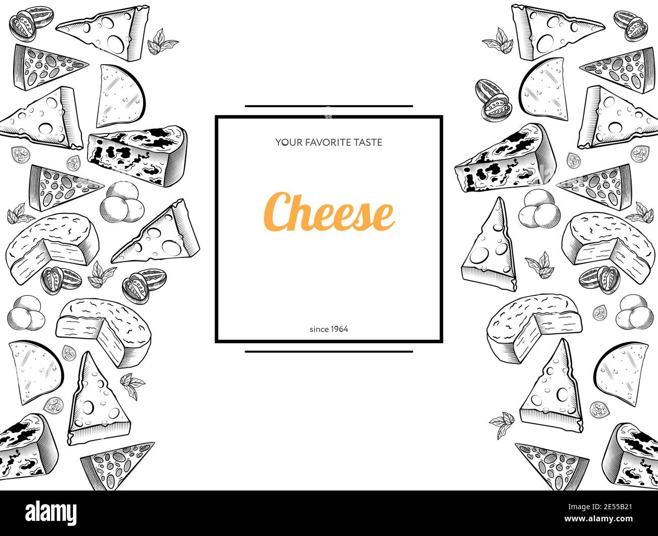 Cheese set Hand drawn vector illustration Design template for menu ...