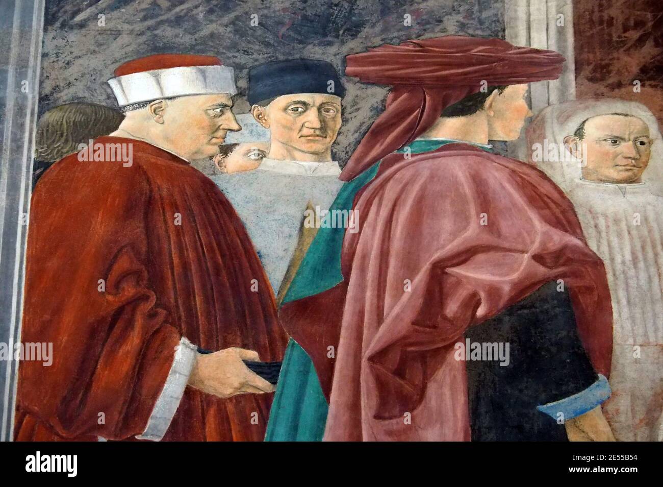 Italy, Tuscany region, Arezzo, January 26, 2021 : Basilica of San Francesco, the frescoes  'The Stories of the True Cross' painted by Piero della Francesca, today reopening after the closure due the covid-19 pandemic.   Photo © Daiano Cristini/Sintesi/Alamy Live News Stock Photo