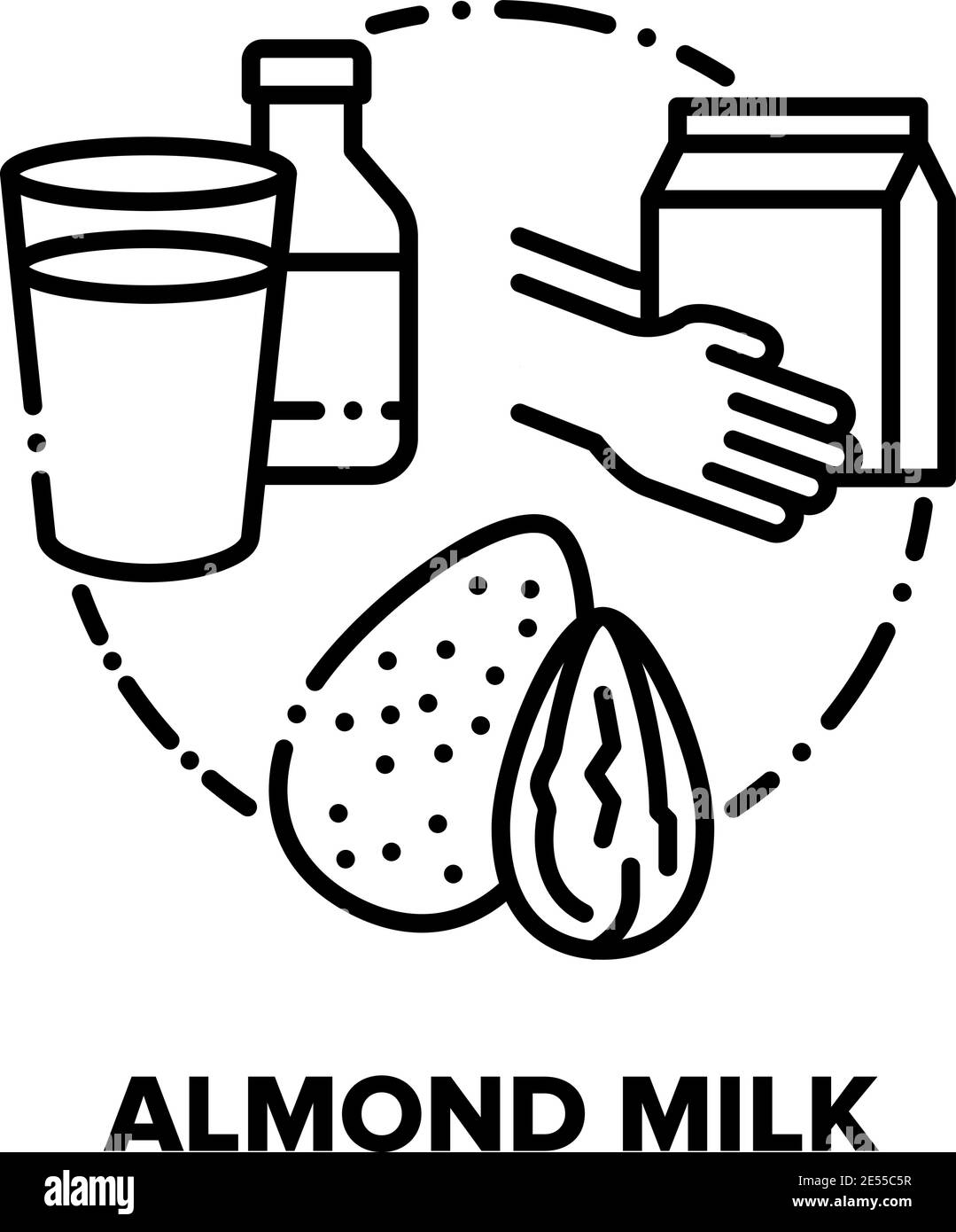 Almond Milk Vector Concept Black Illustrations Stock Vector Image & Art