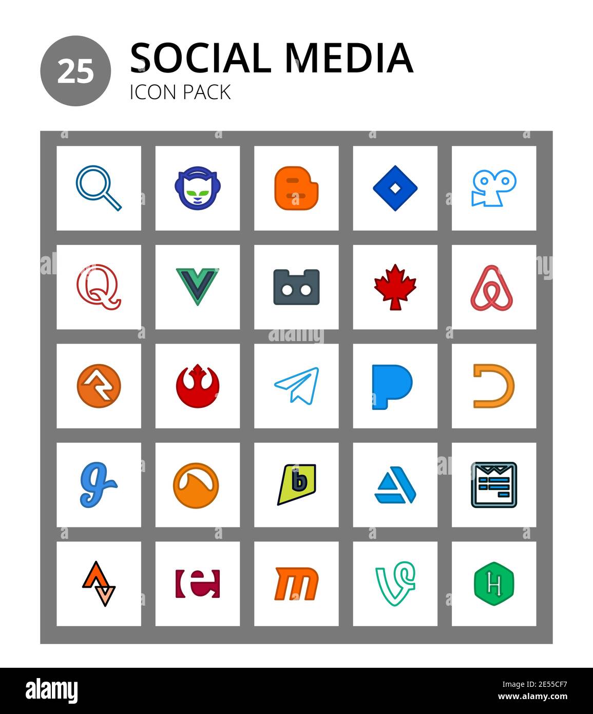 SocialMedia glide, pandora, canadian, telegram, rockrms Editable Vector Design Elements Stock Vector