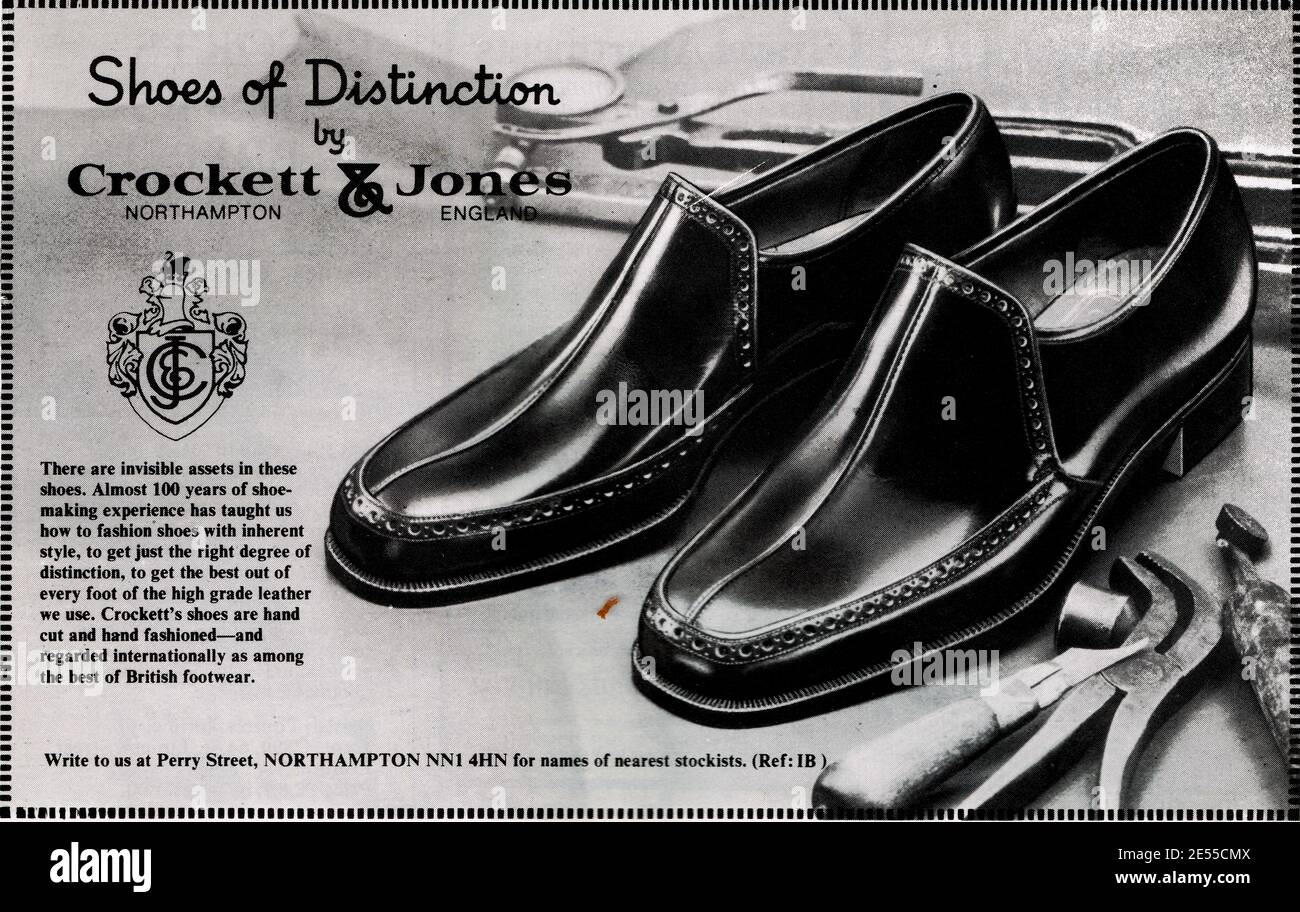 Advertisement for Crockett and Jones shoes, published in "In Britain"  Magazine, England, 1977 Stock Photo - Alamy