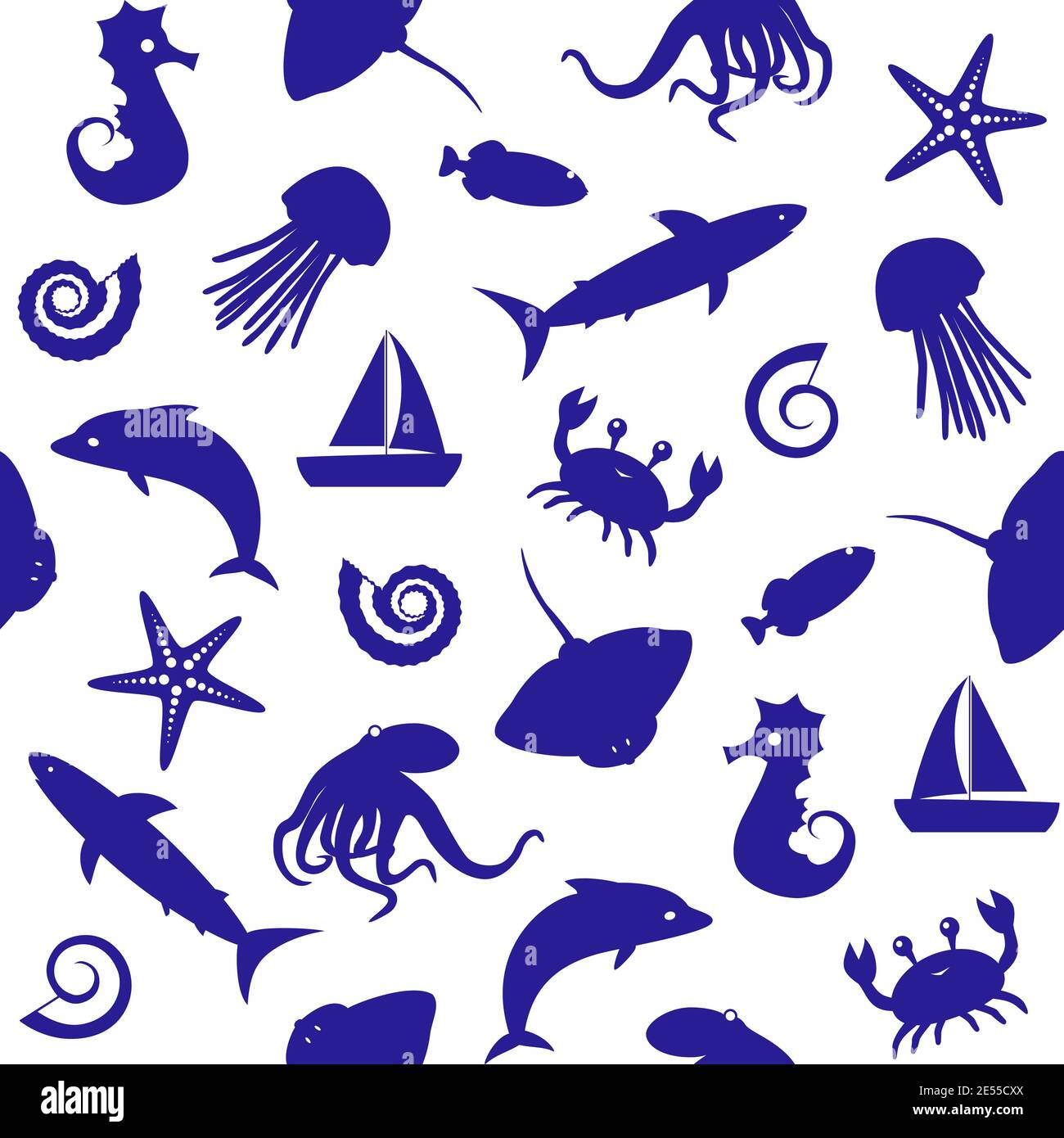 Seamless background with small sea animals silhouettes Stock Vector Image &  Art - Alamy