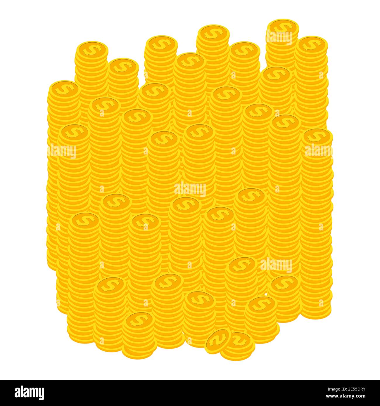 Big money concept. Big gold coins. Hundreds of dollars. Gold coins with dollar sign. Isolated on a white background. Isometry. Vector illustration Stock Vector