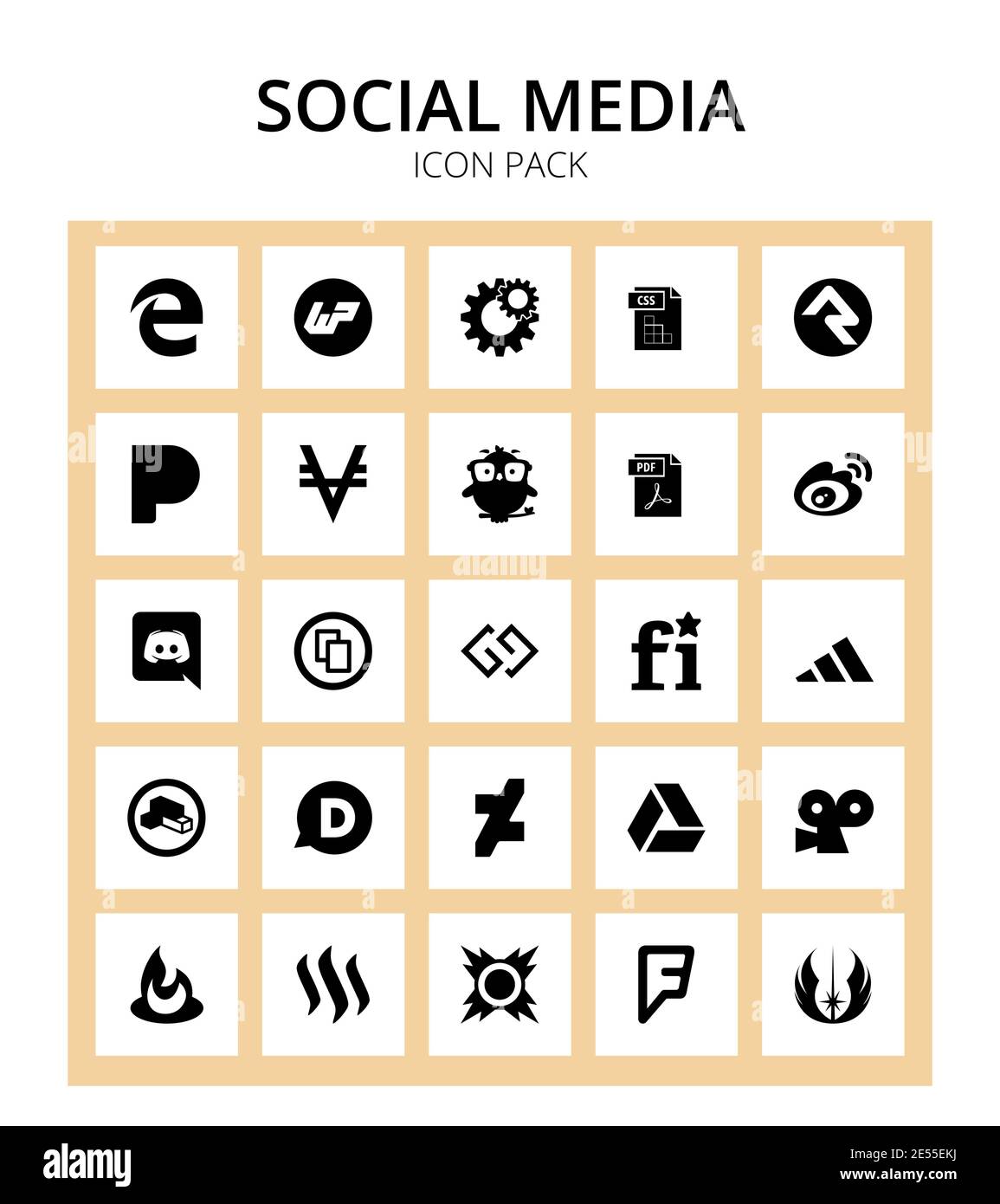 Social Media 25 Icons Commons Discord Pandora Weibo File Type Editable Vector Design Elements Stock Vector Image Art Alamy