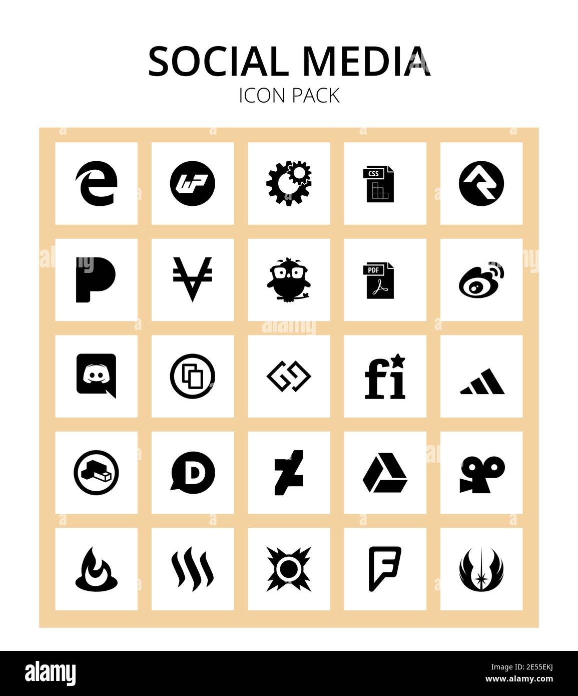 Social Media 25 icons commons, discord, pandora, weibo, file type Editable  Vector Design Elements Stock Vector Image & Art - Alamy