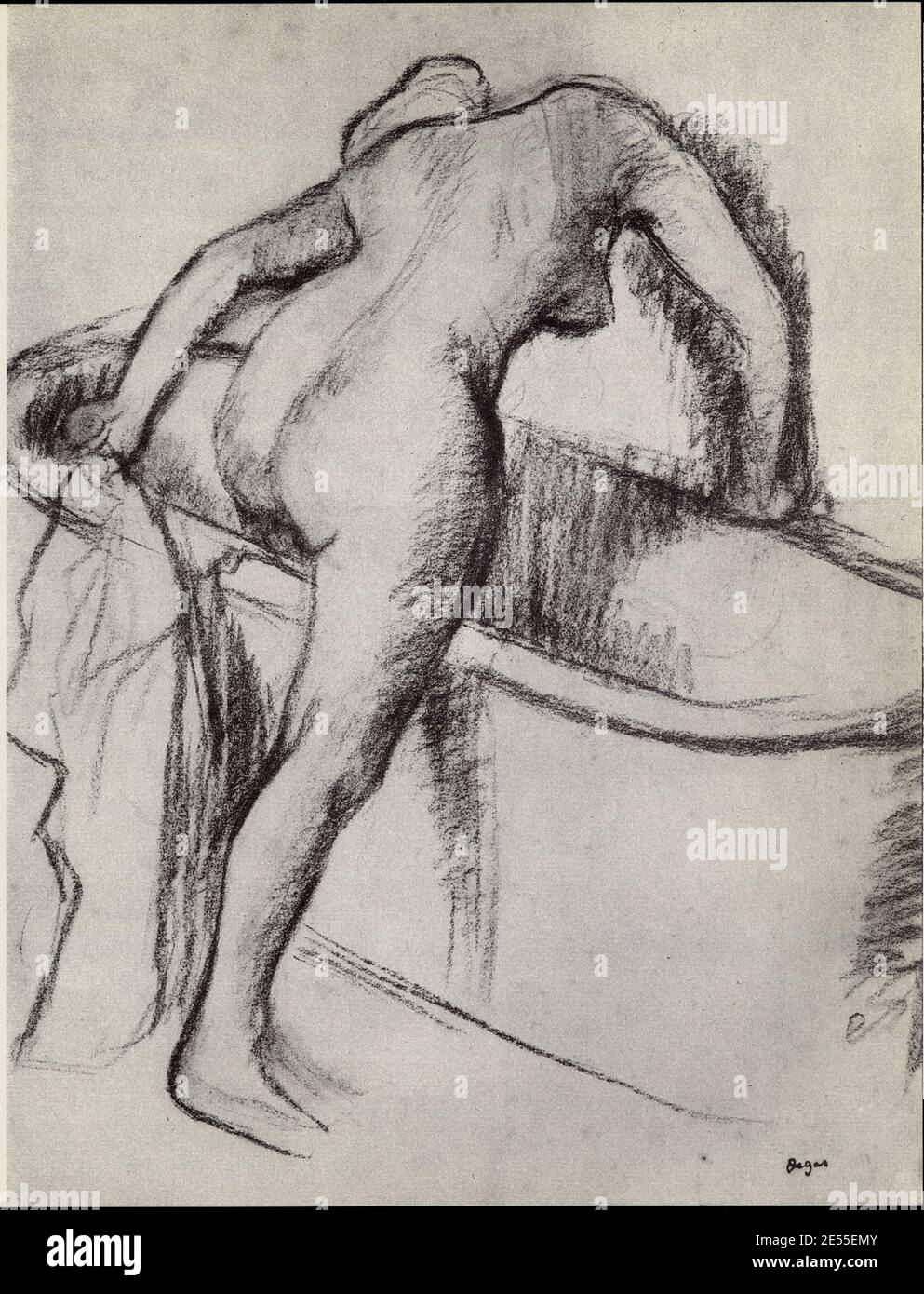 Edgar Degas. 1834-1917. Femme au bain. Pierre noire Stock Photo