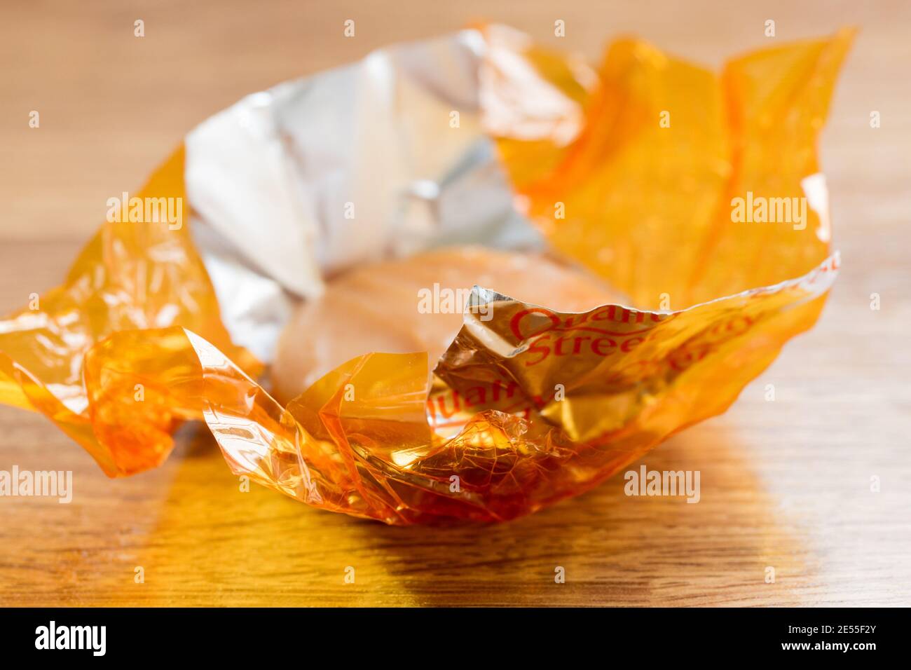 Quality Street toffee penny sweet unwrapped Stock Photo