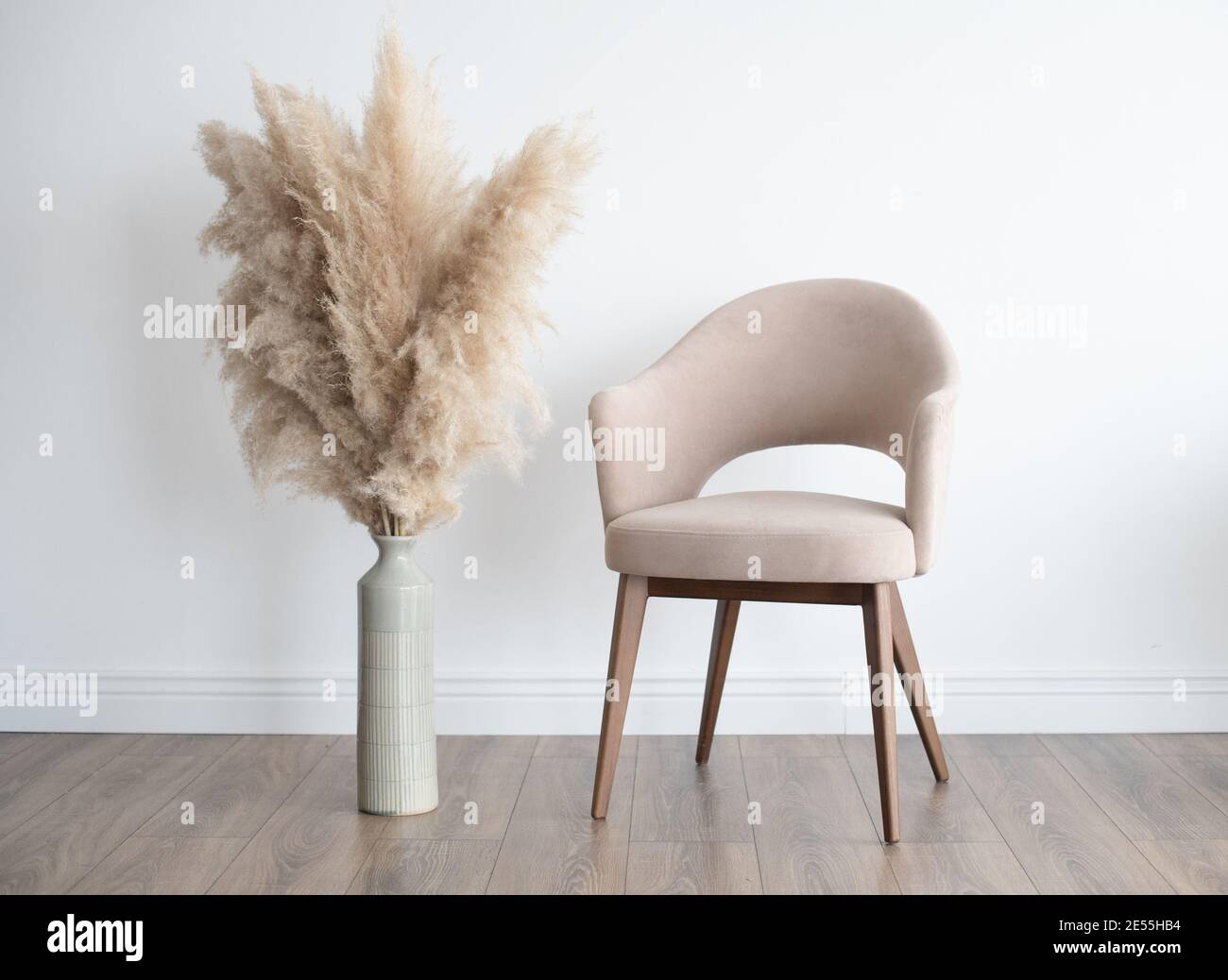 Stylish Scandinavian modern white cozy eco interior in minimalist style ...