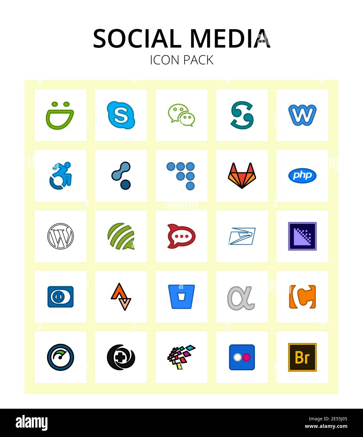 SocialMedia diners, media encoder, coderwall, usps, forumbee Editable Vector Design Elements Stock Vector