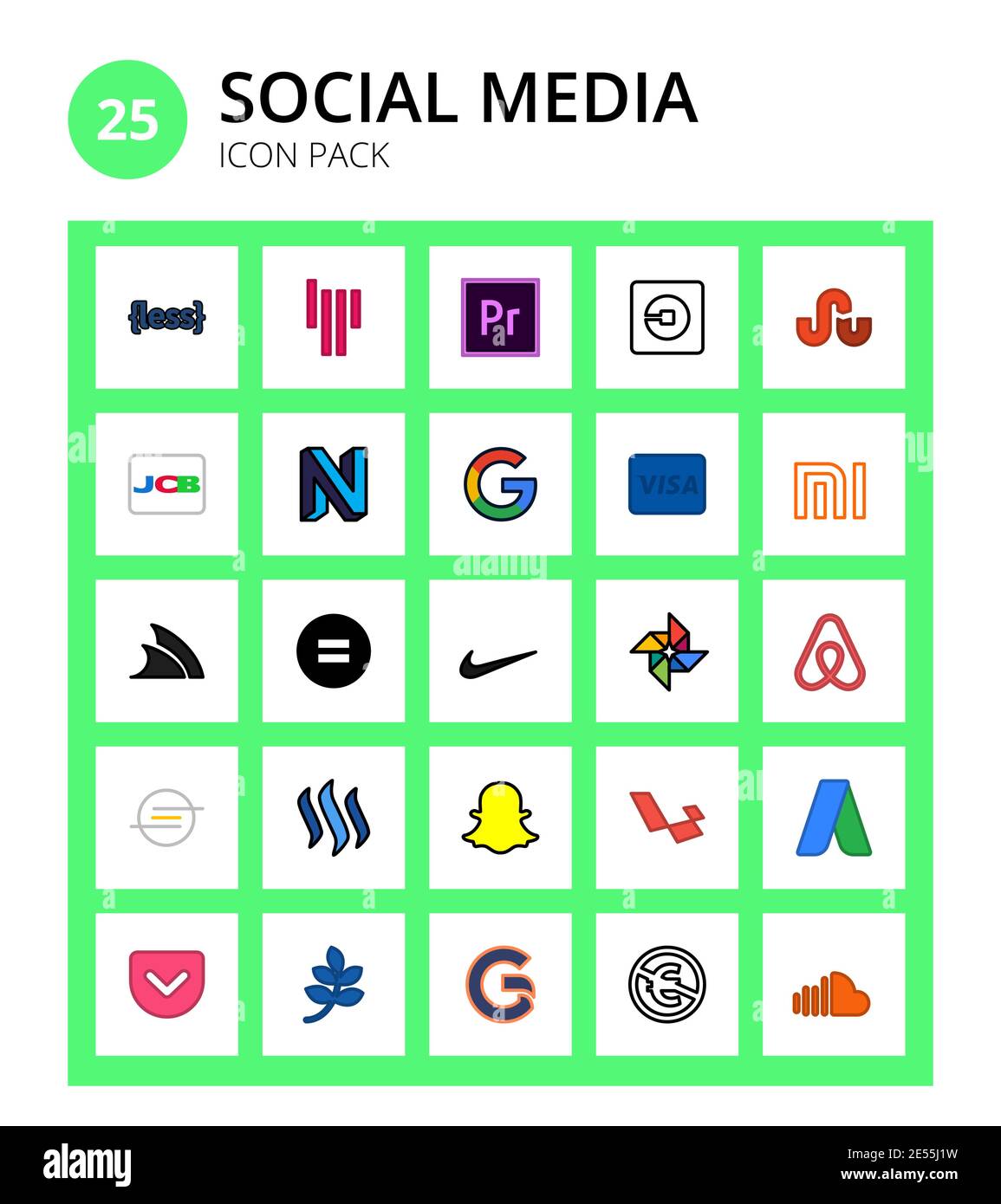 Pack of 25 Social Logo nike, commons, neos, creative, xiaomi Editable  Vector Design Elements Stock Vector Image & Art - Alamy