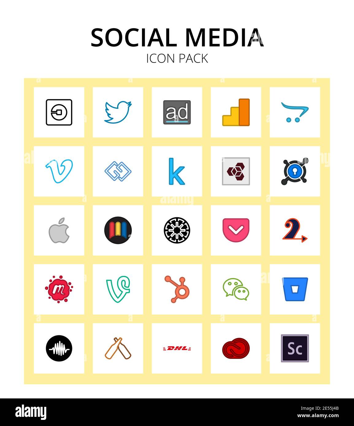 25 Social Media draftdigital, get, extension manager, republic, mizuni Editable Vector Design Elements Stock Vector