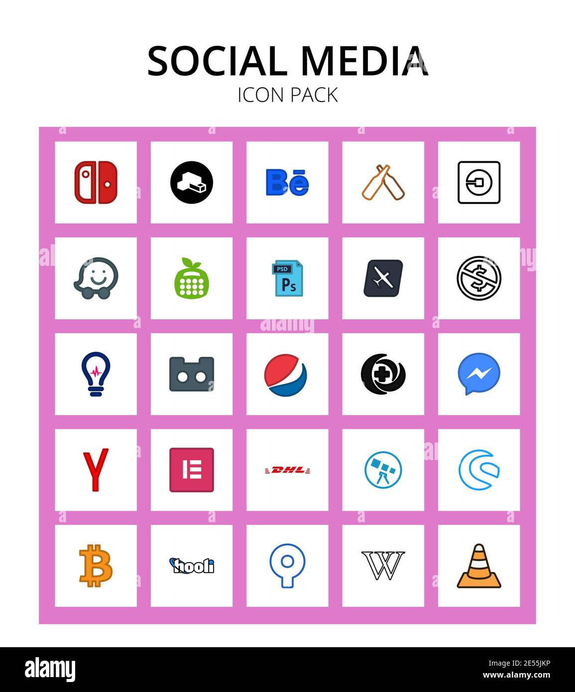25 Social Signs and Symbols medapps, commons, waze, creative, photoshop Editable Vector Design Elements Stock Vector