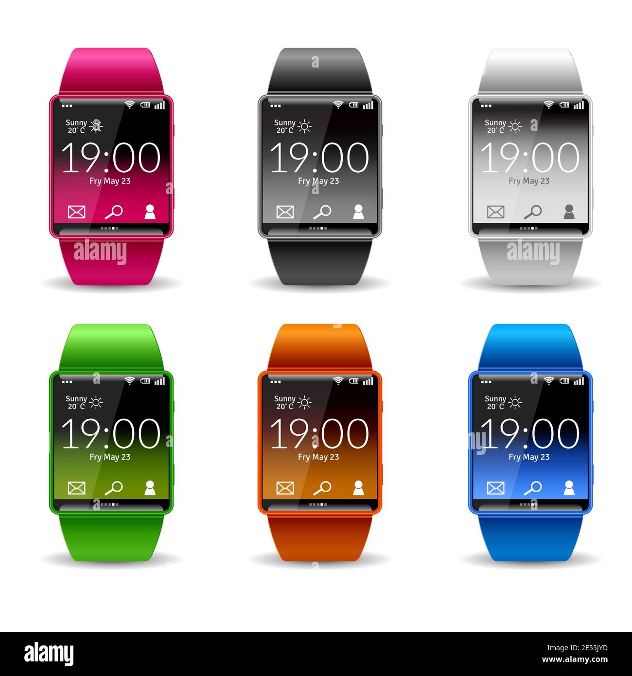 Smart wrist watch with wifi phone weather and email widget realistic