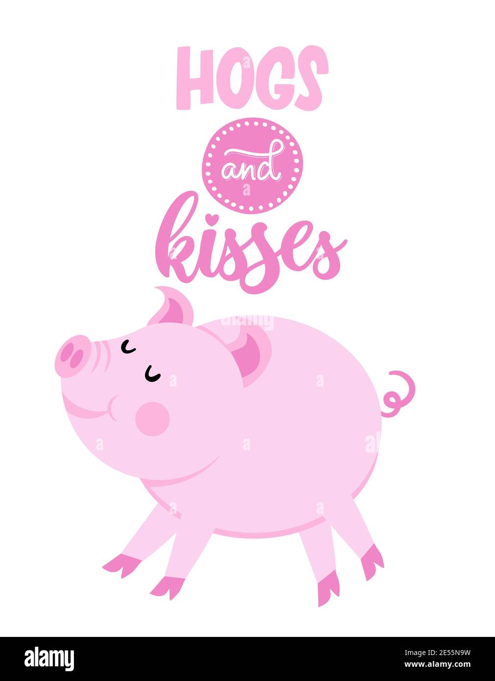 Hogs and Kisses (hugs and kisses) pun - Cute rose pink pig. Funny doodle  piglet. Hand drawn lettering for Valentine's Day greetings cards,  invitations Stock Vector Image & Art - Alamy