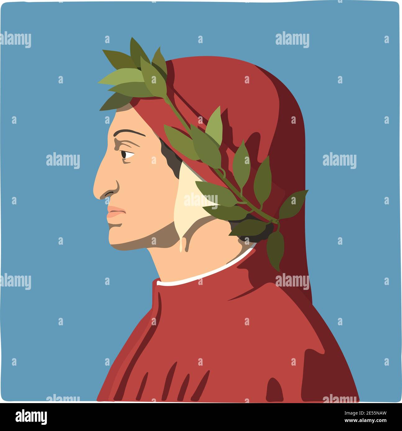 Dante Alighieri, famous Italian poet who wrote the Divine Comedy Stock Vector