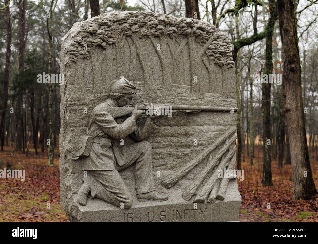 Stone monuments to US Civil War soldiers at the Chickamauga