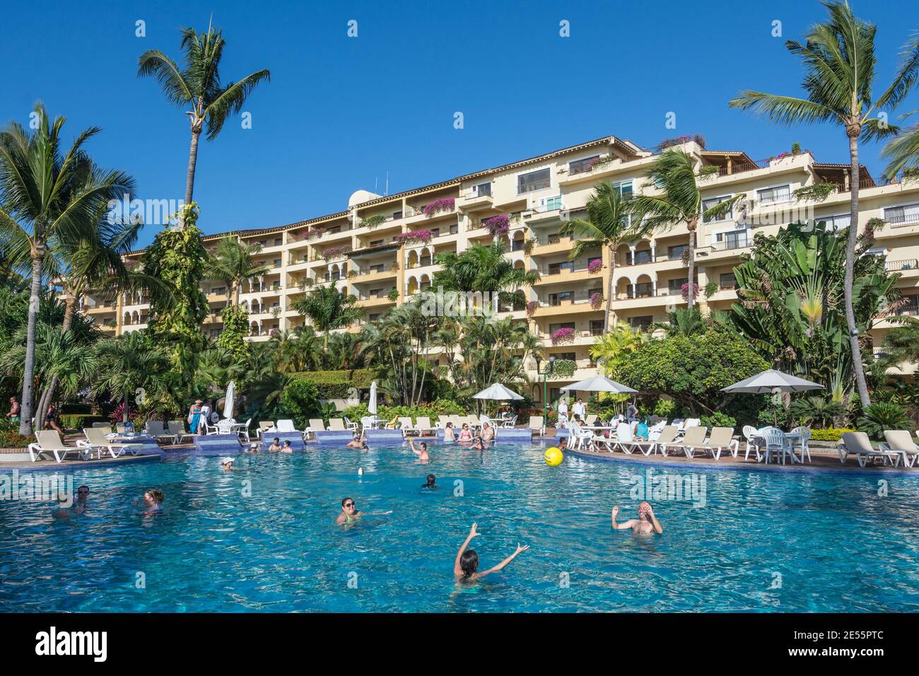 Swimming pool at Velas Vallarta Resort Hotel, Puerto Vallarta, Mexico. Stock Photo