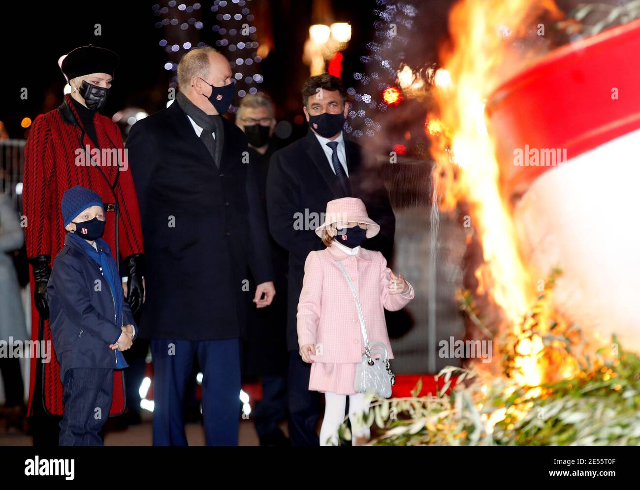 Monaco S Prince Albert Ii His Wife Princess Charlene And Their Twin Children Prince Jacques And Princess Gabriella Set Fire To A Fishing Boat During The Traditional Sainte Devote Celebration In Monaco 26