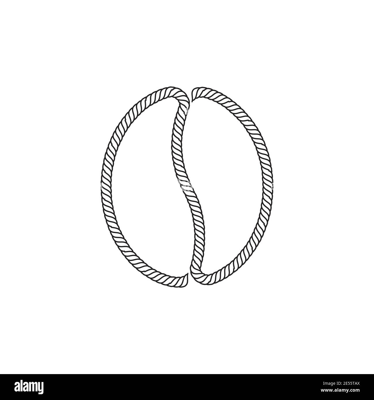 rope coffee bean design vector. creative icon isolated on white background. Stock Vector