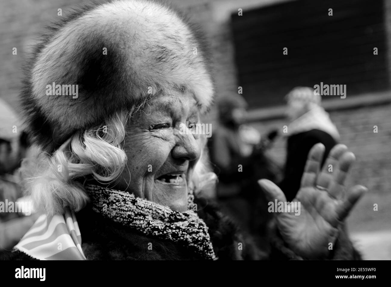 Oswiecim, Poland - January 27, 2017: 73 Th Anniversary of the Liberation of Auschwitz-Birkenau. The survivor visits the Auschwitz extermination site. Stock Photo