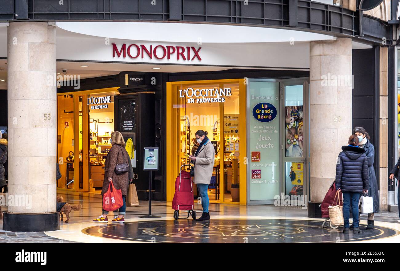 French Logo of "L'Occitane en Provence" brand store shop in Paris, France,  25.1.2021 Famous facade of the skin product in Monoprix shopping mall Stock  Photo - Alamy
