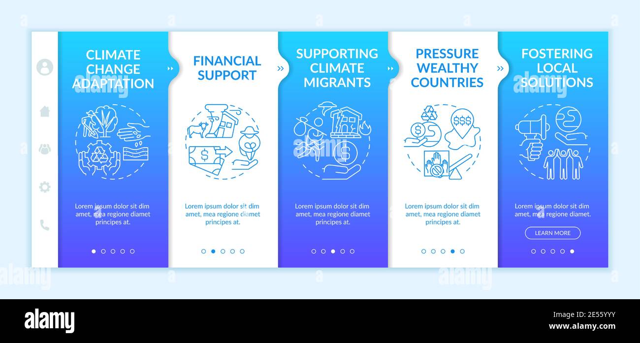 Climate poverty risk groups onboarding vector template Stock Vector