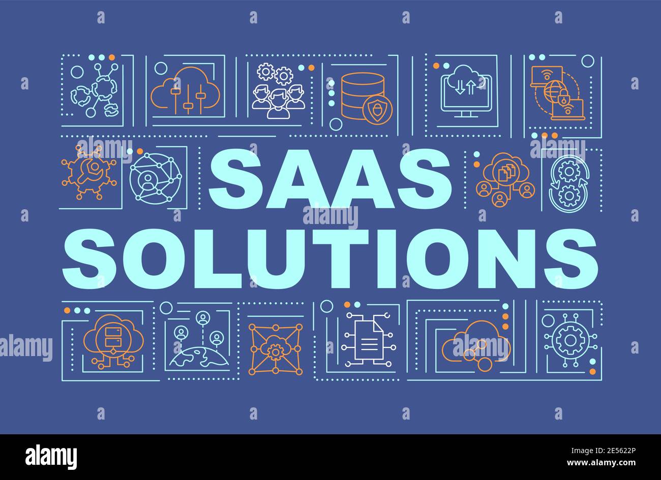 SaaS solutions word concepts banner Stock Vector