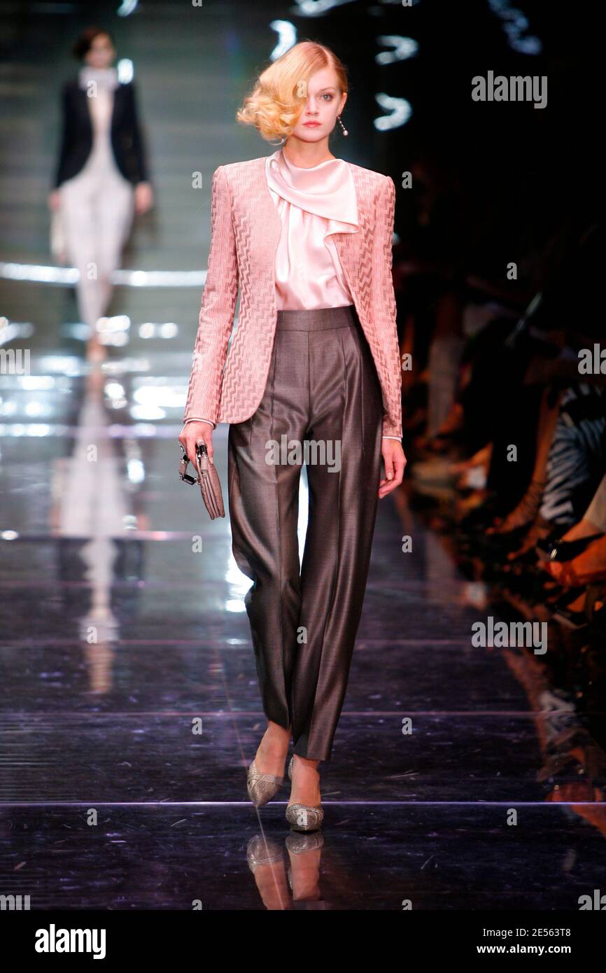 A model displays a creation by Italian designer Giorgio Armani for his fall winter 2008-2009 Haute-Couture collection show in Paris, France on June 30, 2008. Photo by Java/ABACAPRESS.COM Stock Photo